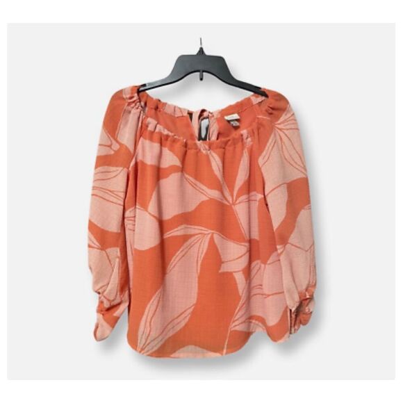 Womens A New Day Coral Tropical Floral Print Flowy Blouse Top - Sz XS - Picture 4 of 4